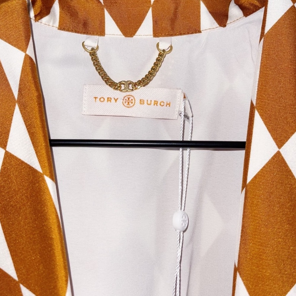 TORY BURCH Haley Diamond Tile Silk Coat Size 2 - Picture 9 of 12